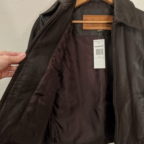 Timberland Chocolate Brown Leather Jacket NWT - Picture 8 of 10